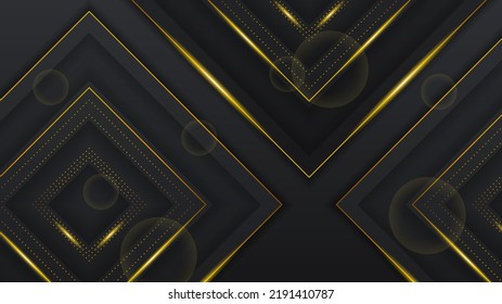Resumen Color Negro Oscuro Material Fondo Moderno Con Líneas Doradas Rayas Sombras Fondo De Pantalla Decoración Vector Estilo Diseño