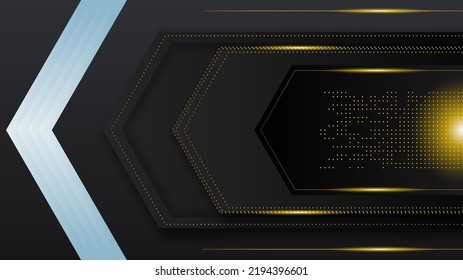 Abstract Dark Black Material Modern Background With Golden Lines Stripes Shadows Backdrop Wallpaper Decoration Vector Design Style