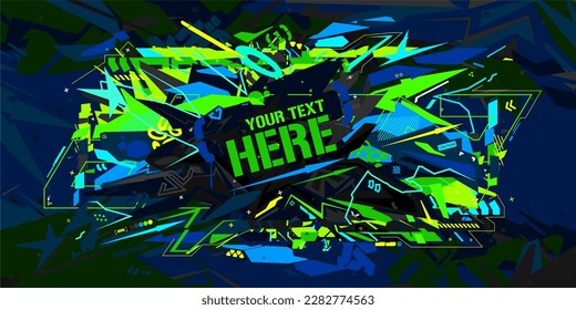 Abstract Dark Black And Neon Futuristic Geometric Graffiti Style Background Vector Illustration