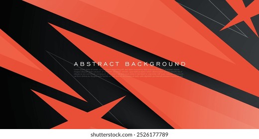 Abstractas triángulo negro oscuro y naranja en diseño deportivo geométrico de color oscuro. Ilustración vectorial de fondo futurista de papercut superpuesto moderno. Vector Eps10