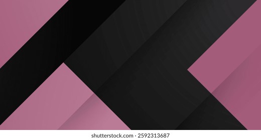 Abstract dark black and pink 3D background. Overlap square and triangle shapes pattern. Eps10 vector
