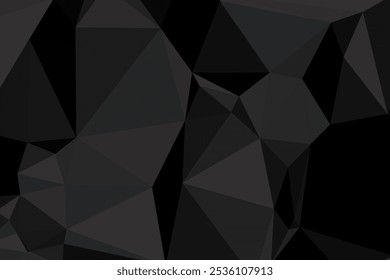 Abstrakter, dunkler, polygonaler, Low-Poly-Hintergrund mit geometrischem, dreieckigem Muster für digitale Kunst- und Designprojekte.