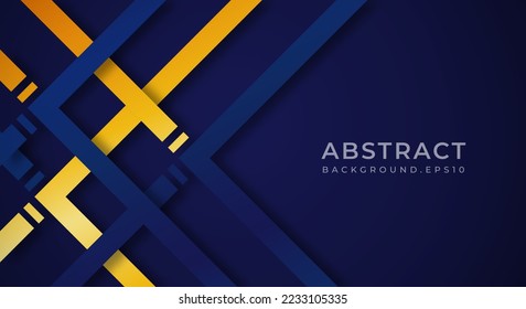 Abstract Dark Blue 3D Background with Gold Lines Paper Cut Style Textured. Usable for Decorative web layout, Poster, Banner, Corporate Brochure and Seminar Template Design