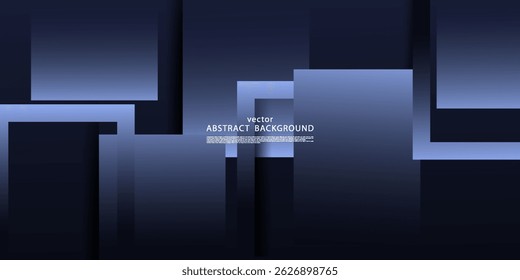 Abstract dark blue 3D overlapping background. Simple square themed background. Modern paper cut design. Vector Eps10