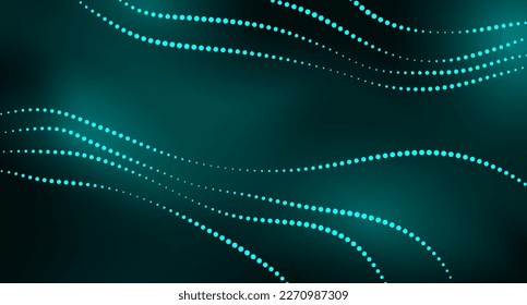 Abstract dark, blue azure background with wavy particles. Postcard backdrop or template for banners, business and posters, billboards, websites and covers, vector illustration