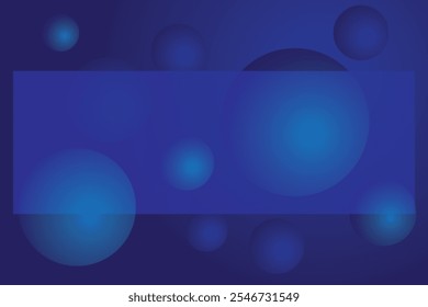 Abstract dark blue background with 3D spheres and empty space for text, perfect for web design, technology, and business, vector illustration.