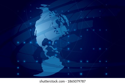 abstract dark blue background with america - vector