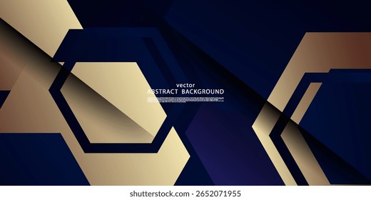 Abstract dark blue background. Brown hexagon patterned banner background design with simple and trendy shadows. EPS10 vector.