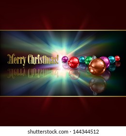 Abstract dark blue background with Christmas decorations