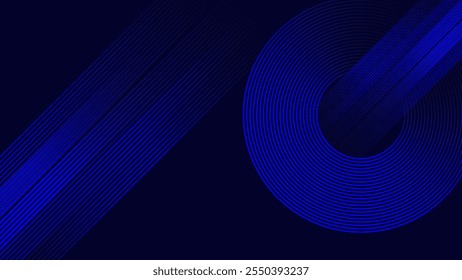 Fundo azul escuro abstrato com padrões de gradiente circulares e lineares para designs modernos