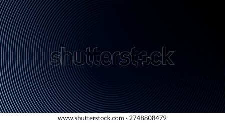 Abstract dark blue background with circular glowing neon lines, concentric rings technology pattern, modern digital audio wave texture, futuristic corporate presentation backdrop vector design.