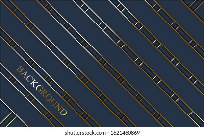 Abstract Dark blue background with a combination line light gold. Luxury premium concept vector eps 10.