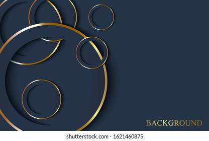 Abstract Dark blue background with a combination line light gold. Luxury premium concept vector eps 10.