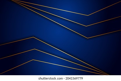 Abstract Dark Blue Background Combination With Line Gold Element