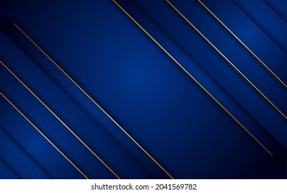 Abstract Dark Blue Background Combination With Line Gold Element