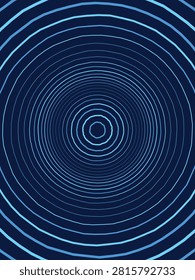Abstract dark blue background with concentric light blue circles, creating a hypnotic and dynamic tunnel effect, modern design.