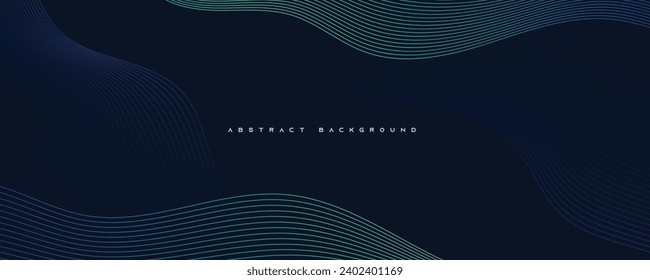 Abstract dark blue background. Decorative wavy line shape design vector.