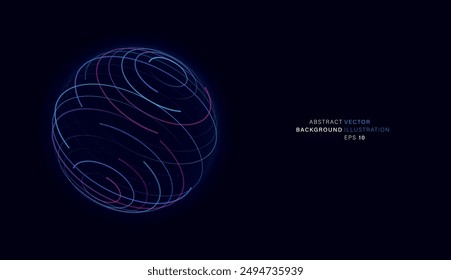 Abstract dark blue background depicting a glowing sphere.