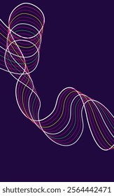 Abstract dark blue background with flowing wave lines. Glowing wavy lines. Shiny colorful moving lines design element. Modern dynamic wave pattern. 