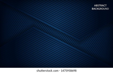 Abstract dark blue background with geometric pattern. Modern vector design template.