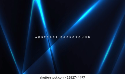 Abstract dark blue background with geometric dynamic glowing diagonal lines. Modern trandy abstract blue background for business, corporate, brochure, banner, cover or poster. Vector illustration