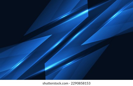 Abstract dark blue background with geometric dynamic glowing diagonal lines. Modern trandy abstract blue background for business, corporate, brochure, banner, cover or poster. Vector illustration