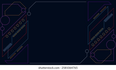 ABSTRACT DARK BLUE BACKGROUND WITH GEOMETRIC LINES SHAPES FLAT COLOR DESIGN VECTOR TEMPLATE FOR WALLPAPER, COVER DESIGN
