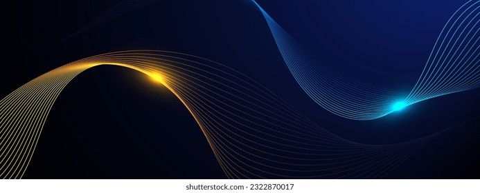 Abstract dark blue background with glowing wave. Technology hi-tech futuristic template. Vector illustration
