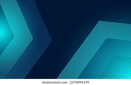 Abstract dark blue background with glowing geometric lines. Modern shiny blue hexagon lines pattern