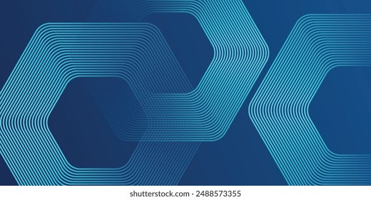 Abstract dark blue background with glowing geometric lines. Modern shiny blue hexagon lines pattern. Technology futuristic concept. Suit for poster,