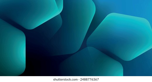 Abstrakter dunkelblauer Hintergrund mit leuchtenden geometrischen Linien. Moderne glänzend blaue Sechseck-Linien Muster. Technologie futuristisches Konzept