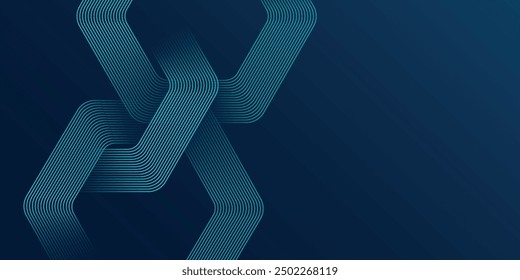 Abstractas fondo azul oscuro con líneas geométricas brillantes. Modelo azul brillante moderno de las líneas del hexágono. Tecnología concepto futurista. Traje para el cartel, Anuncio, folleto, cubierta, volante. Ilustración vectorial