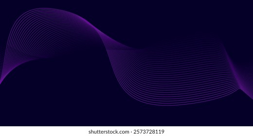 Abstract dark blue background with glowing wave. Shiny moving lines design element. Modern pink blue gradient flowing wave lines. Futuristic technology