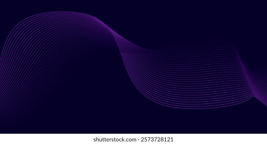 Abstract dark blue background with glowing wave. Shiny moving lines design element. Modern pink blue gradient flowing wave lines. Futuristic technology