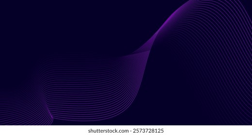 Abstract dark blue background with glowing wave. Shiny moving lines design element. Modern pink blue gradient flowing wave lines. Futuristic technology