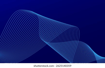 Abstracte donkerblauwe achtergrond met gloeiende golflijnen. EPS10-vector