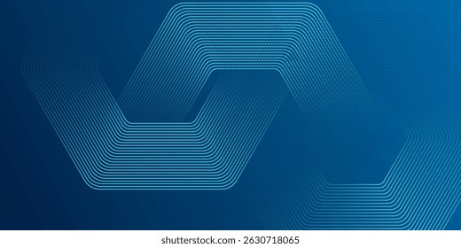 Abstractas fondo azul oscuro con líneas geométricas brillantes. Modelo azul brillante moderno de las líneas del hexágono. Tecnología concepto futurista. Traje para el cartel, Anuncio, folleto, cubierta, volante. Ilustración vectorial