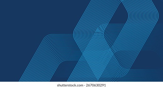 Abstract dark blue background with glowing geometric lines. Modern shiny blue hexagon lines pattern. Technology futuristic