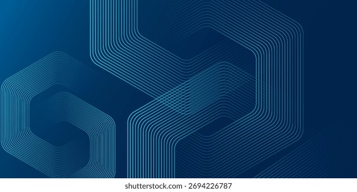 Abstractas fondo azul oscuro con líneas geométricas hexagonales brillantes. Moderno color azul hexágono brillante.
Líneas simples. EPS 10.