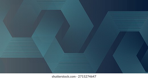 Abstract dark blue background with glowing geometric lines. Modern shiny blue hexagon lines pattern. bener begroun Vector illustration