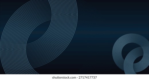 Abstract Dark blue abstract background with glowing circle lines. vcetor ilustration modern trendy and simple design