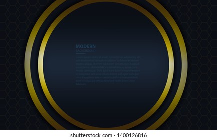 Abstract dark blue background with golden list on pattern.Vector material background. Modern background design.