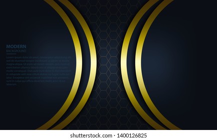 Abstract dark blue background with golden list on pattern.Vector material background. Modern background design.