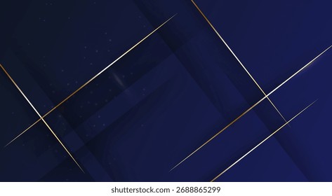 Abstractas fondo azul oscuro con diseño de líneas doradas