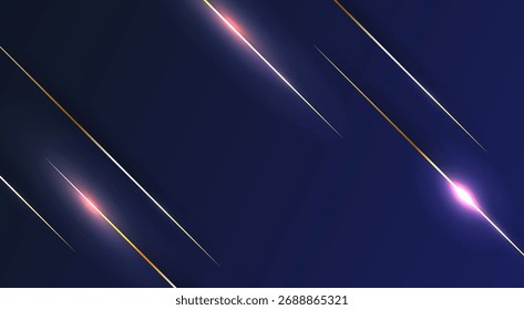 Abstract dark blue background with golden and white stripes