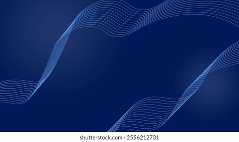 Abstract dark blue background with gradation wavy lines. vector illustration