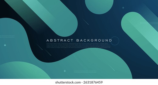 Abstract dark blue background with green wave shapes and dynamic color pattern. Trendy design for banner and other. Eps10 vector