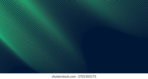 Fondo azul oscuro Abstractas con ondas de línea fluidas verdes