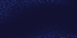 Abstract dark blue background. Hexagonal grid with glowing dots and fading effect. Futuristic design for technology, digital themes, or modern presentations. Vector illustration.