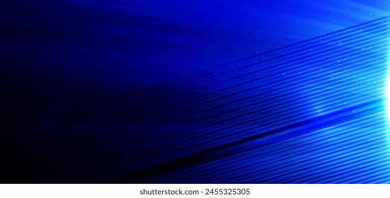 Abstract dark blue background with lighting lines effect. You can use for ad, poster, template, business presentation. Vector illustration